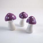 Tiny Heather Purple Trio Of Toadstools Figurine Or..